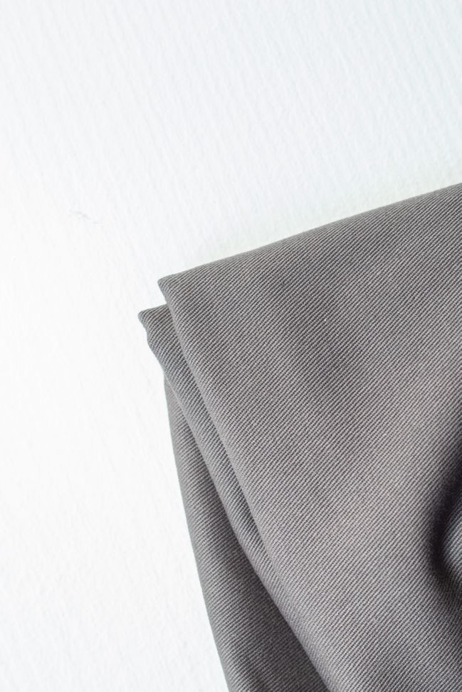 Washed Cotton Twill Fabric - Dark Grey