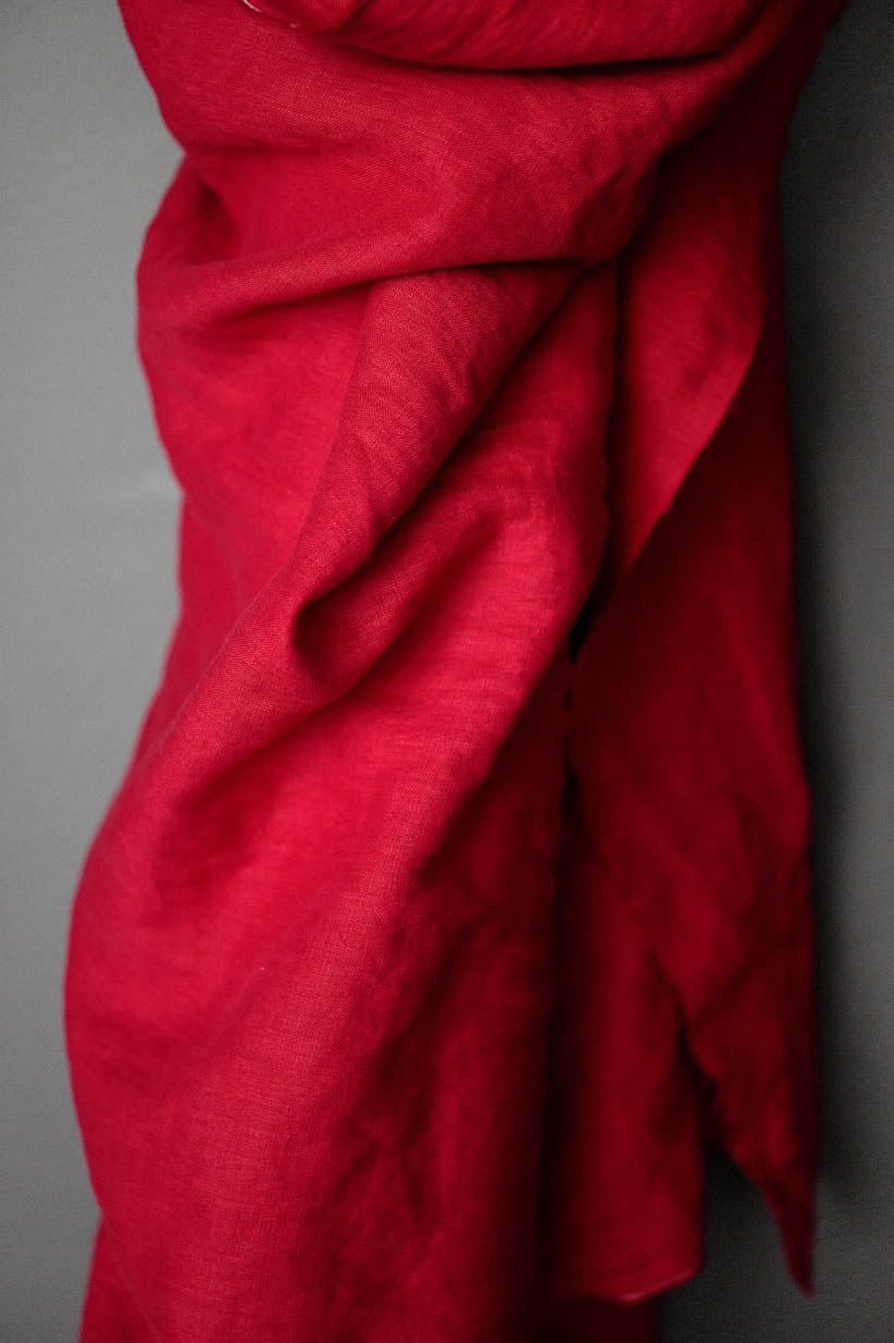 Linen Fabric - Demon Scarlet