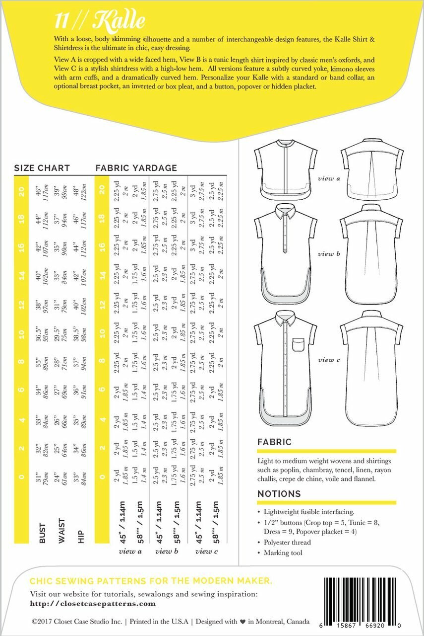 Kalle Shirt & Shirtdress Sewing Pattern