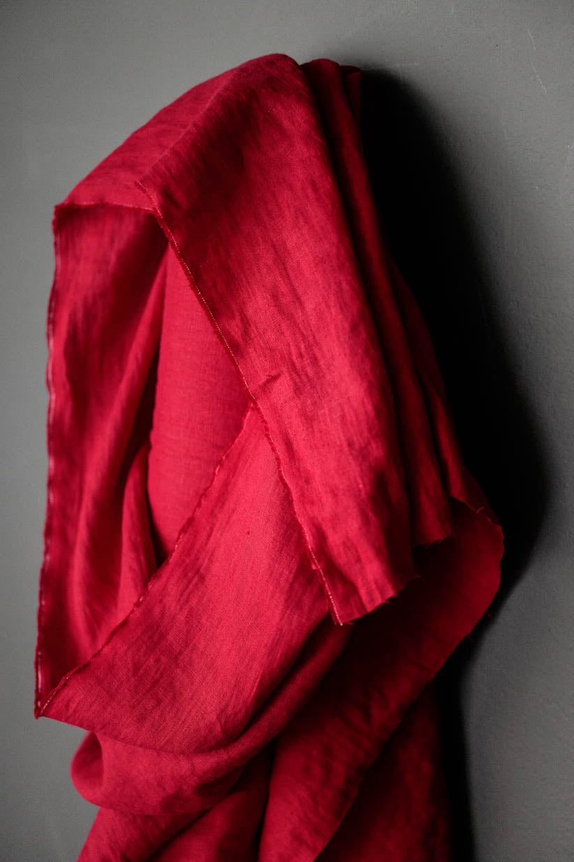 Linen Fabric - Demon Scarlet